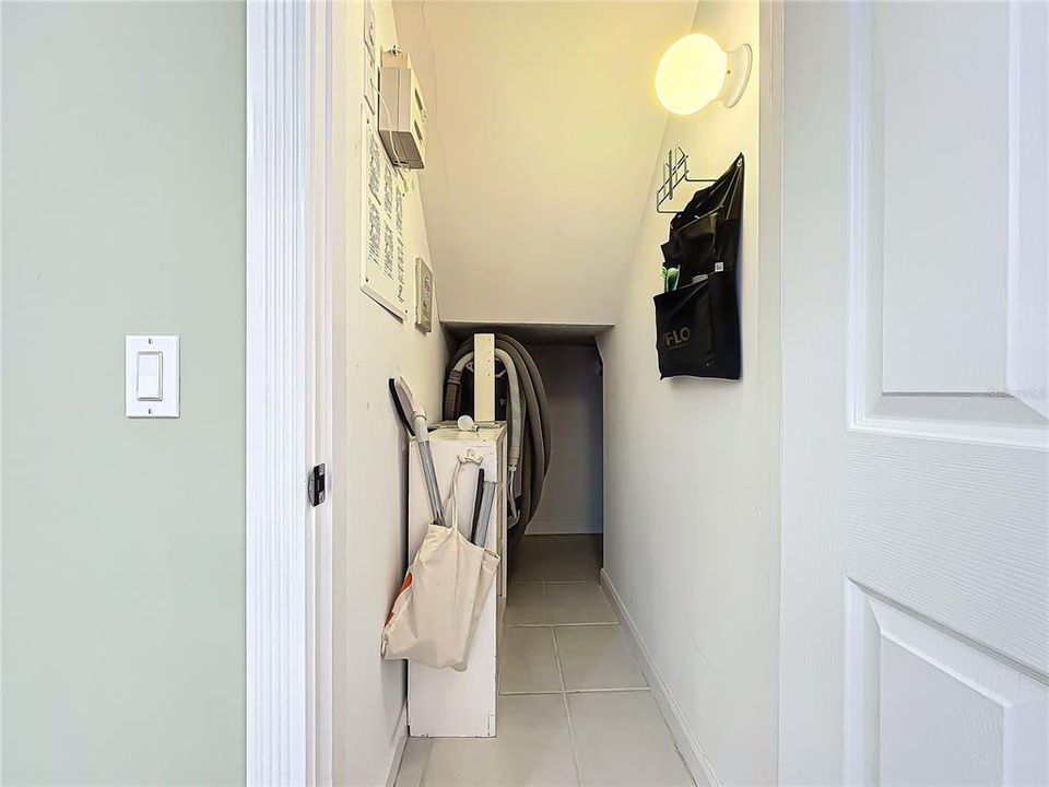 Storage closet on first floor with Central Vacuum