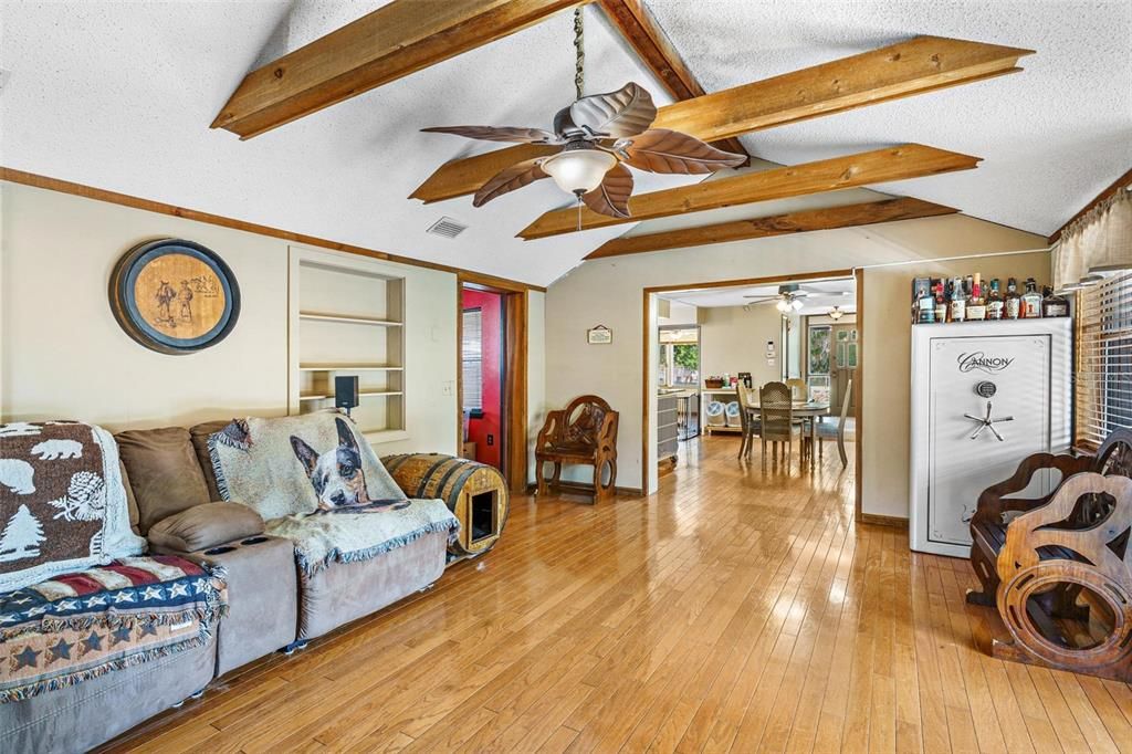 Living Area with Built-in Shelving