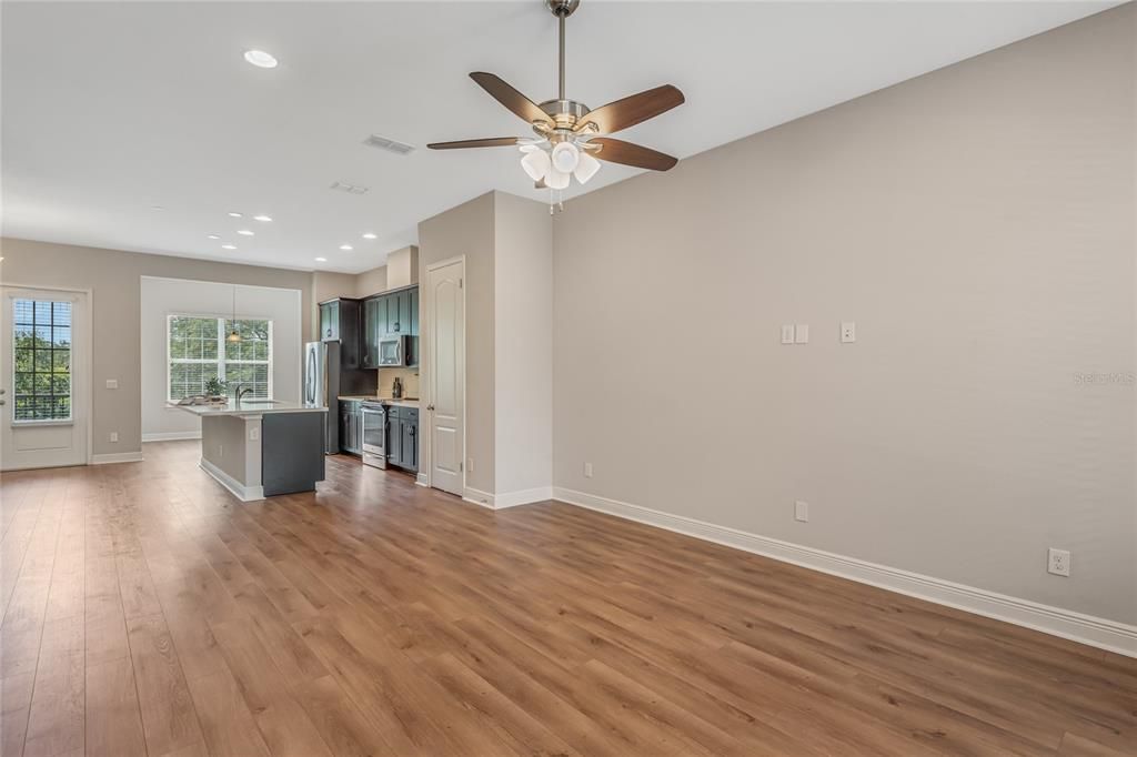 Living room through to kitchen