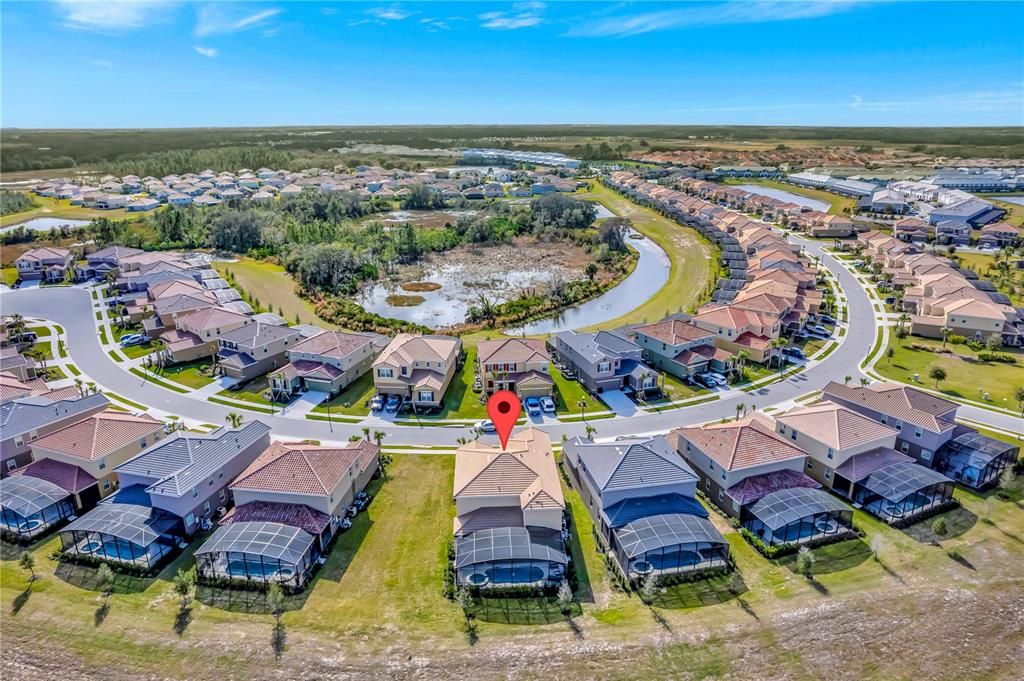 Aerial view ...notice extra space on side yard