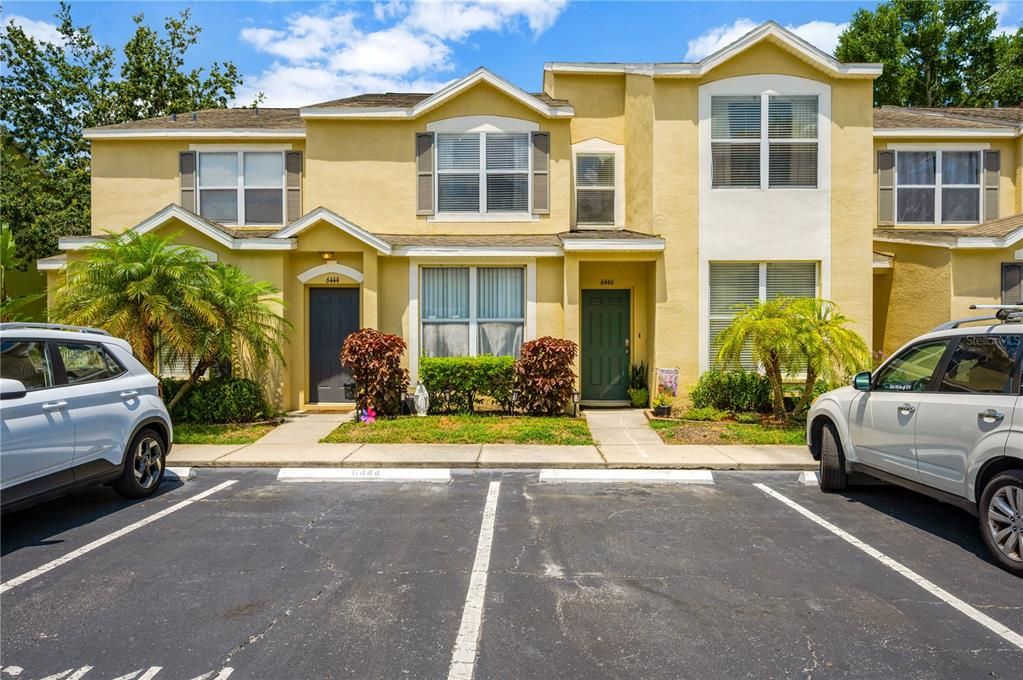 Each townhome has a dedicated parking spot and additional guest parking on the side of the building just steps away.