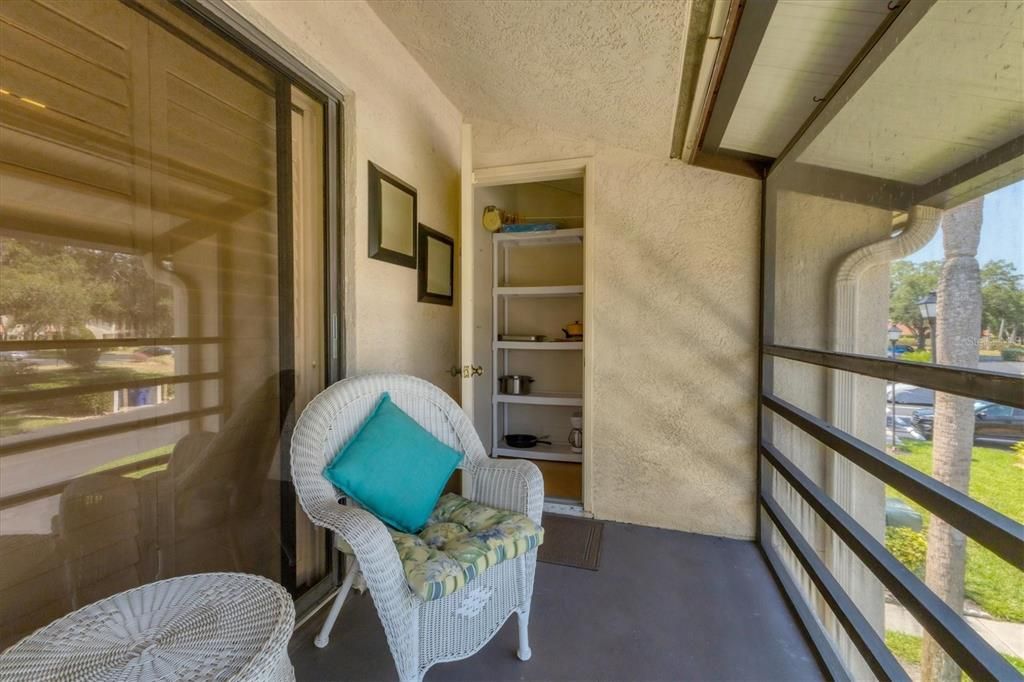 5713 Balcony with Storage Closet Door Open Very Handy