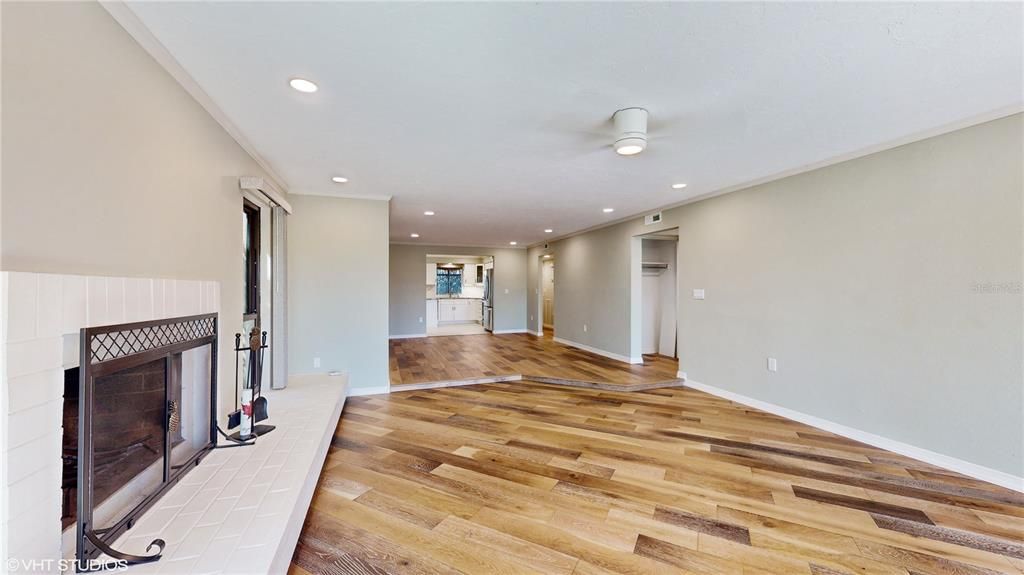 Looking from living room through dining to kitchen