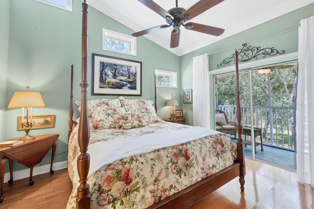 Primary bedroom with double sliders out to lanai