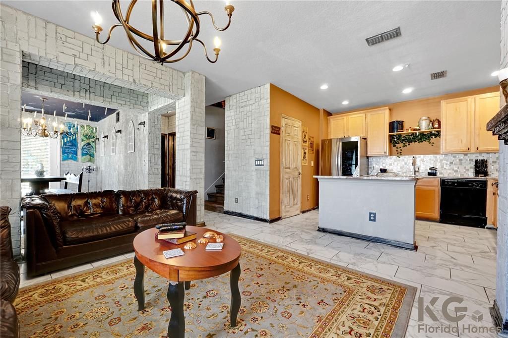 living room and kitchen