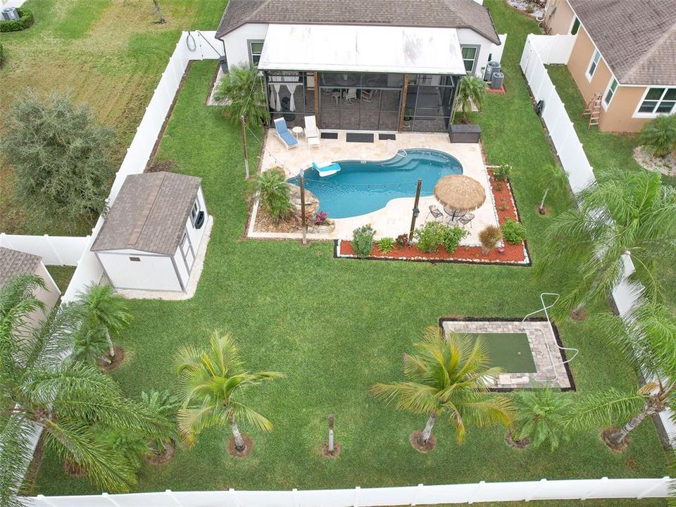 Aerial of backyard