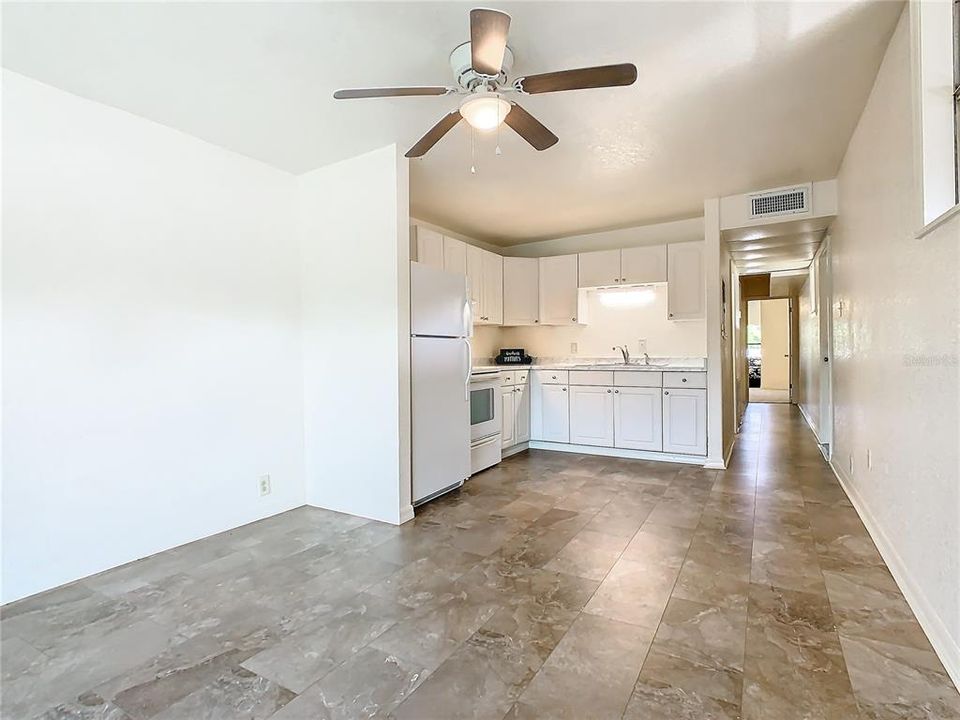 Living room looking to the kitchen