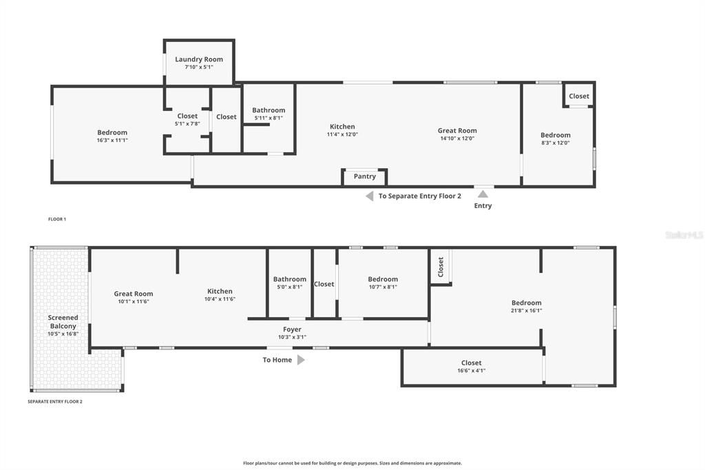 First and second floor plan combined