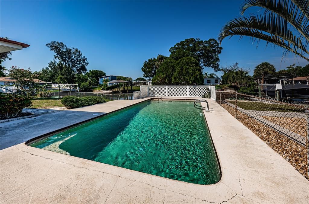 Pool is set to one side to maximize view.