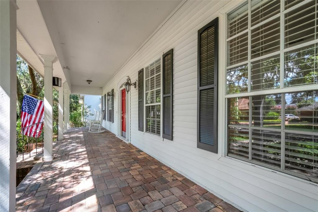 The deep front porch instantly invokes a feeling of peace.