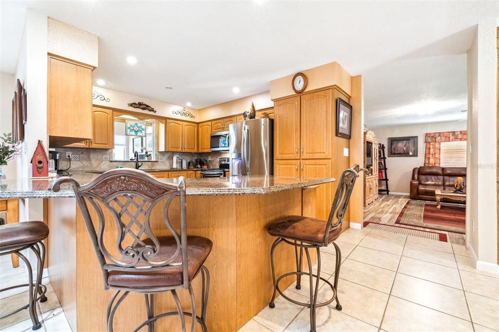 Kitchen opens to family room