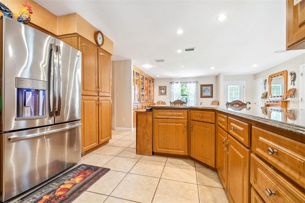 Kitchen open to dining room