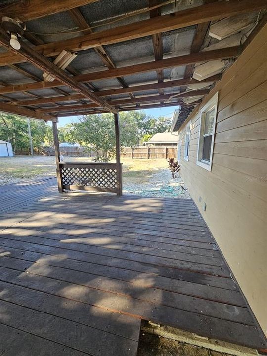 Covered wooden deck