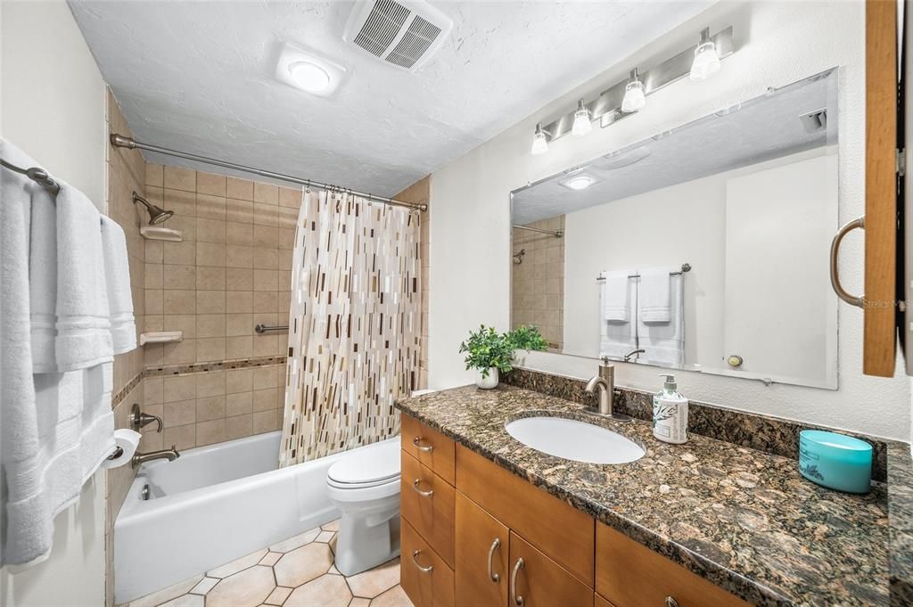 Guest bath located just outside the guest bedroom.