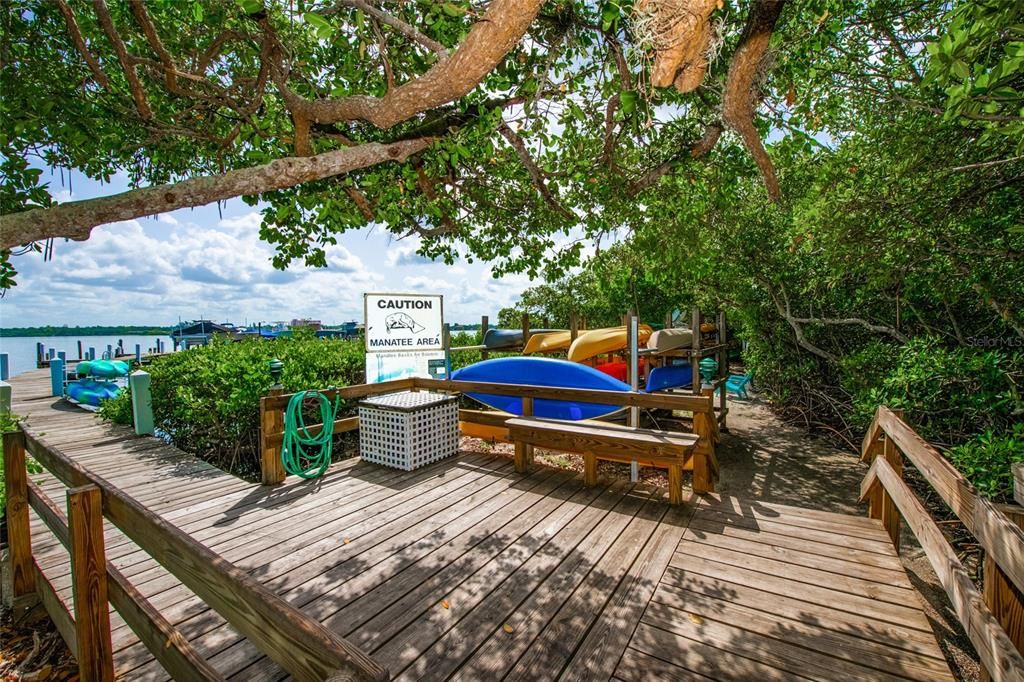 Kayak Storage and launch on the bay.