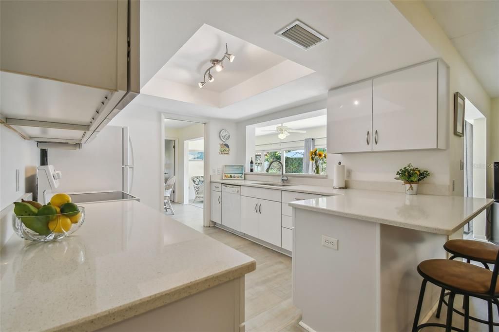 Spacious & bright updated kitchen with high gloss cabinets