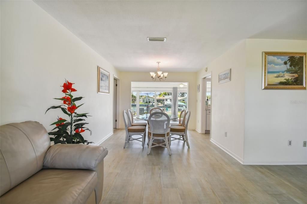 Water views from spacious living room also