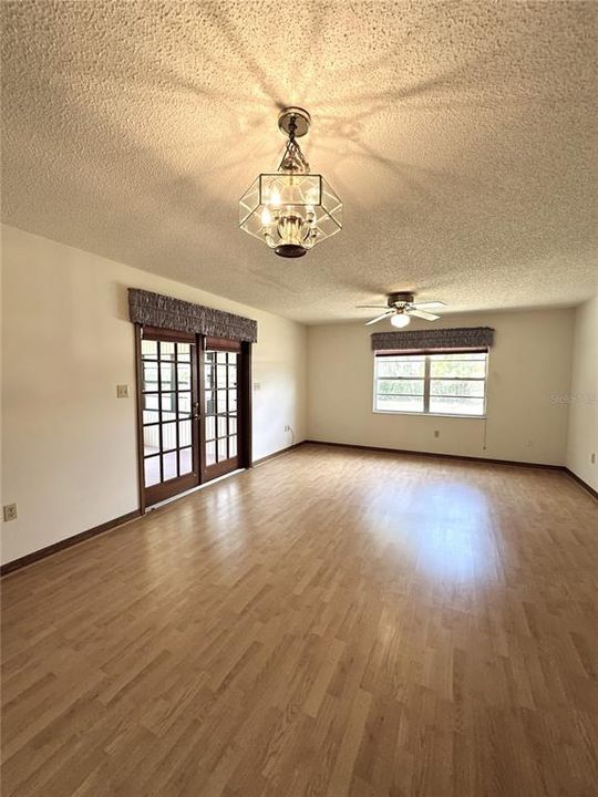 Family room and dinette view from kitchen