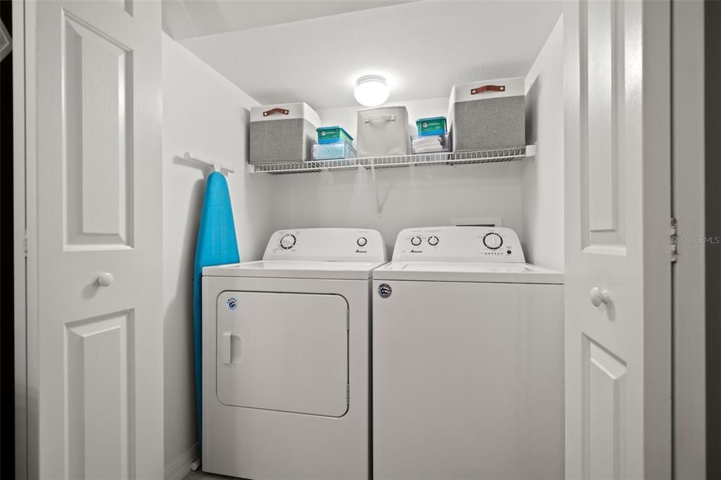 Laundry closet with hookups for washer and dryer