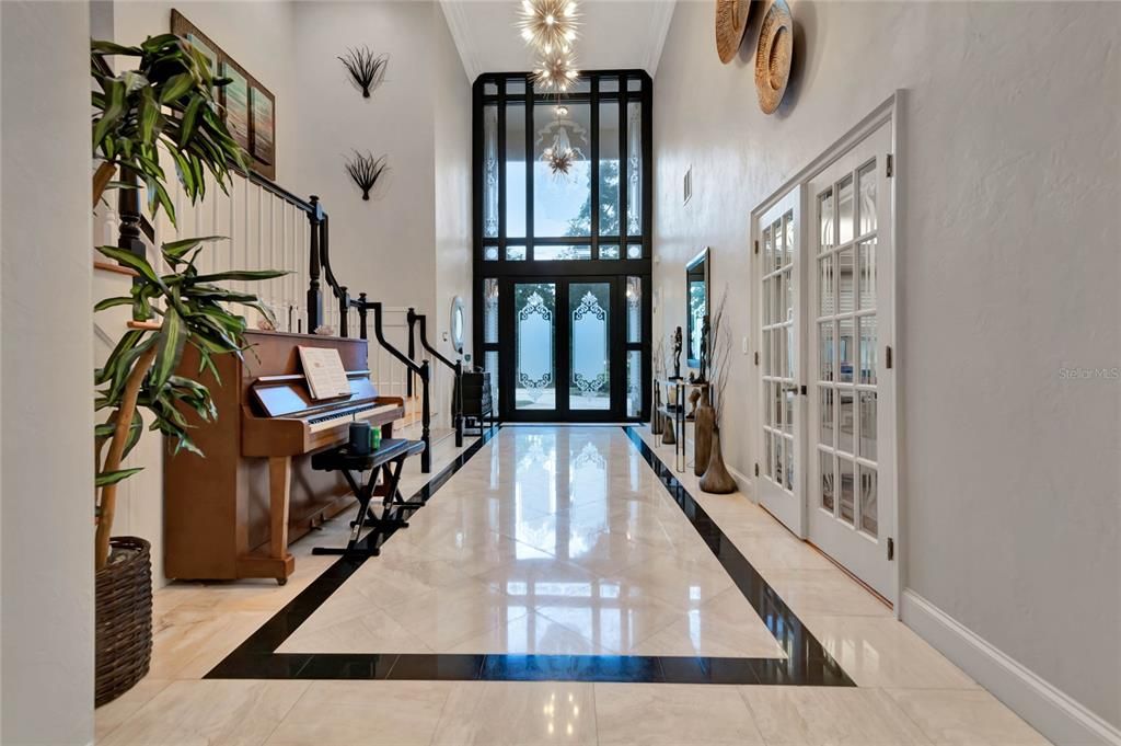 Foyer with High Ceilings