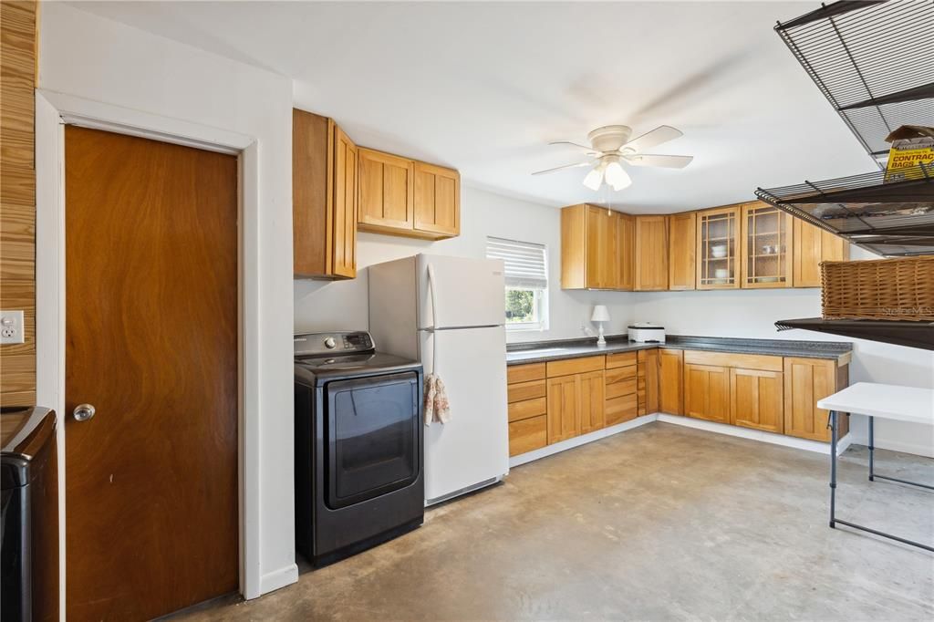 Large "Pantry"/prep/laundry area inside garage