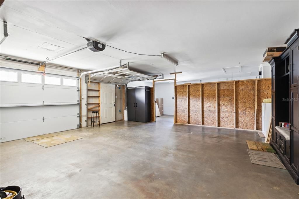 Main house garage with divider wall