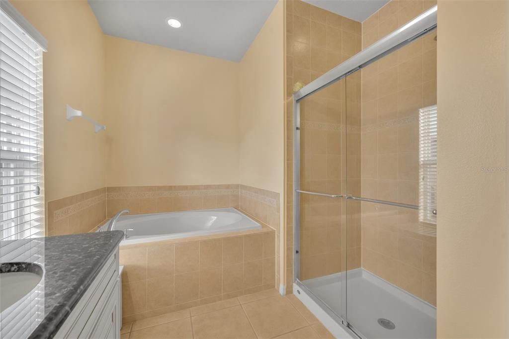 Another view of Primary Bathroom (1) with a soaking tub