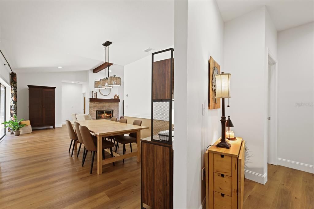 dining room is open to the kitchen and family room