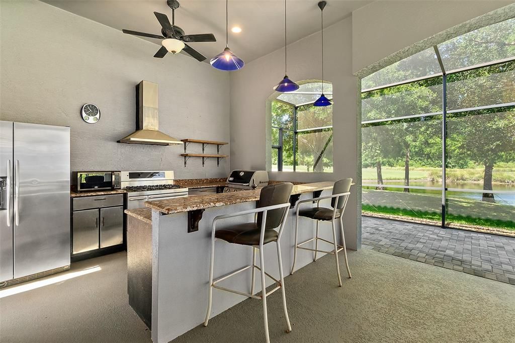 Outdoor Kitchen w/Custom Light Fixtures