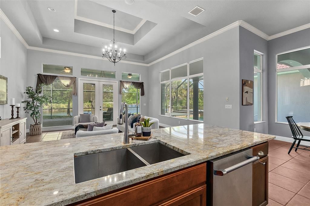 Sink Overlooks Family Room & Breakfast Nook