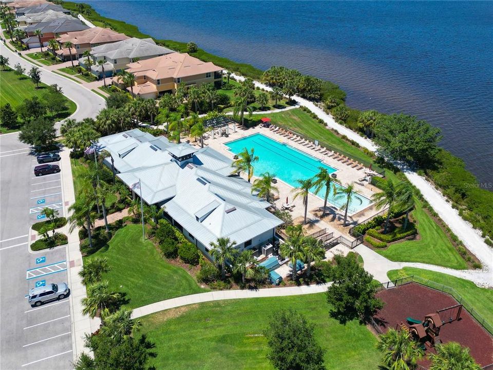 Community heated pool overlooking the Manatee River