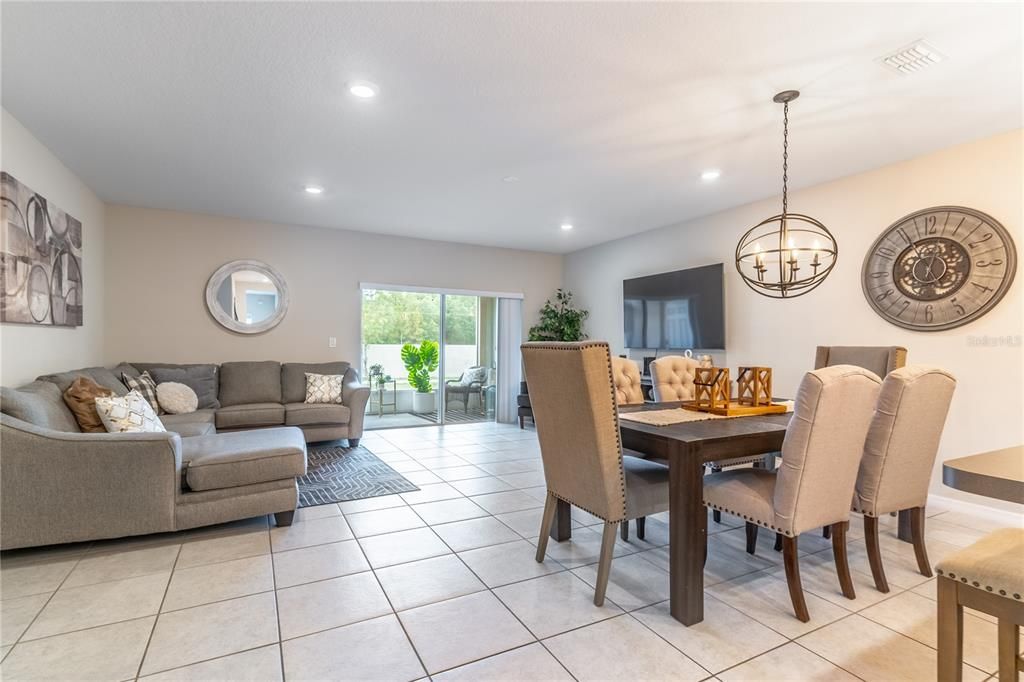 Open concept living and dining area