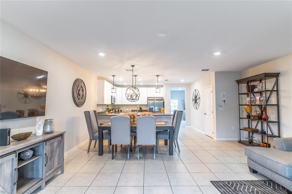 Living and dining area with neutral paint