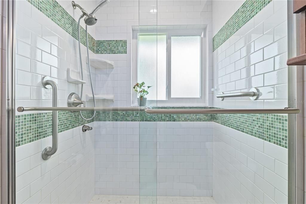Hall Bath features a large walk-in shower!