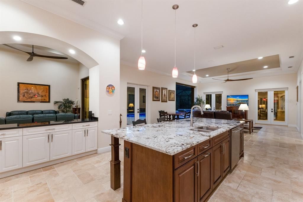 Large kitchen island with plenty of seating