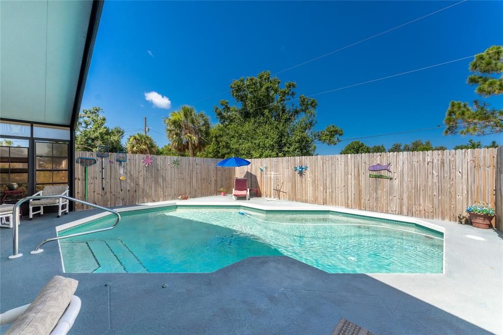 Fence keeps the pool area private!