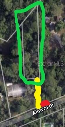 Green is the property, yellow is the easement to enter the property, red is where you park.