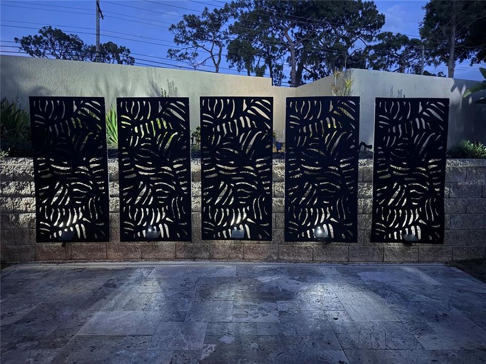 Solar powered decorative panels in lanai