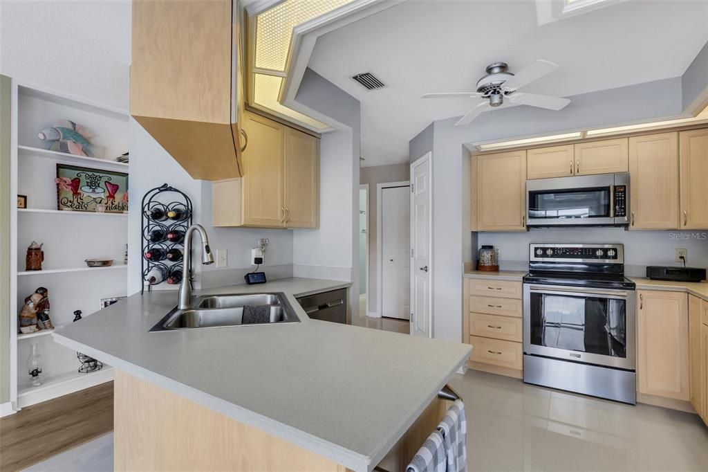 A more expansive view of the kitchen