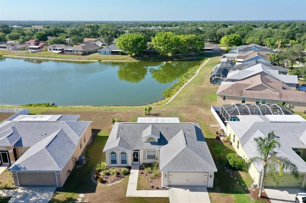 Aerial of House with Water View