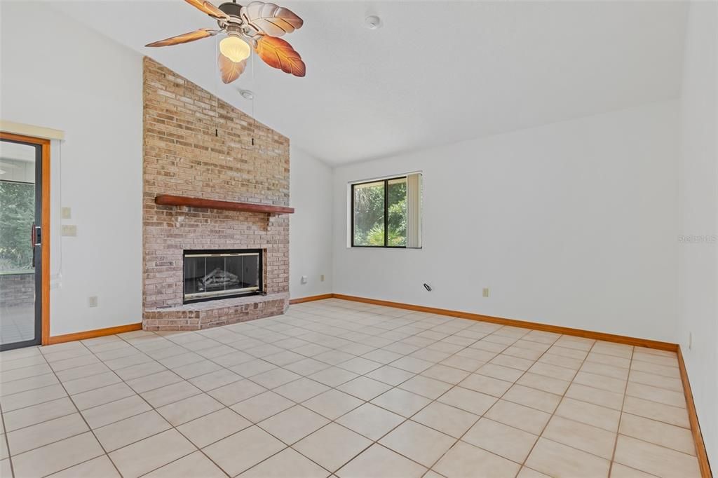 Family room with fireplace