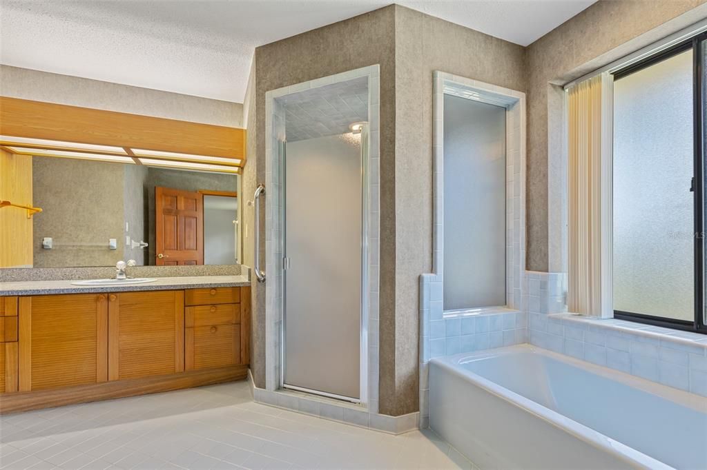 Primary shower/ tub and 2nd vanity