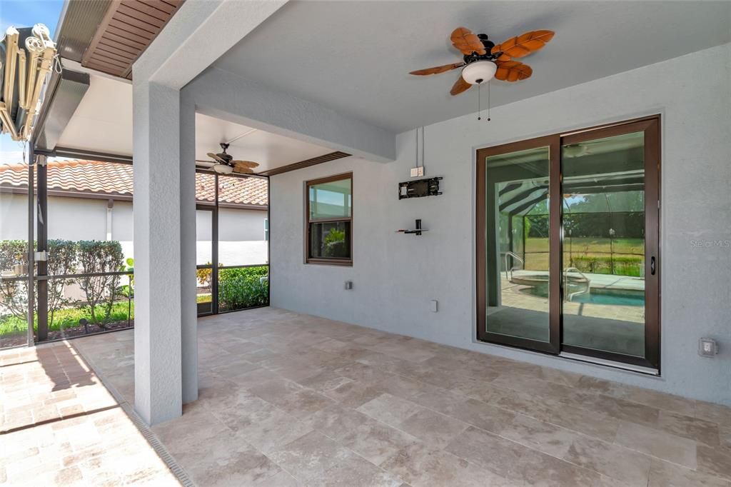 Covered Patio with 2 Fans and an Outlet for Television