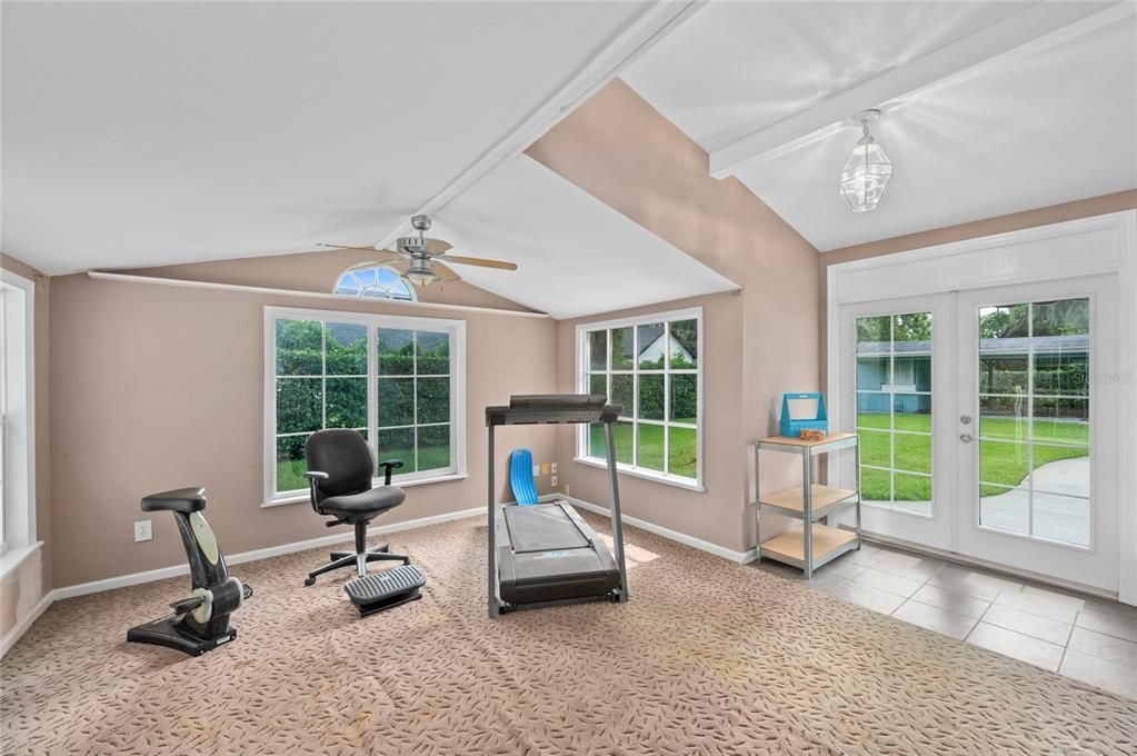 Bonas Room is off of the Primary Suite-great for a home gym, craft or game room - lots of natural light and private entrance.
