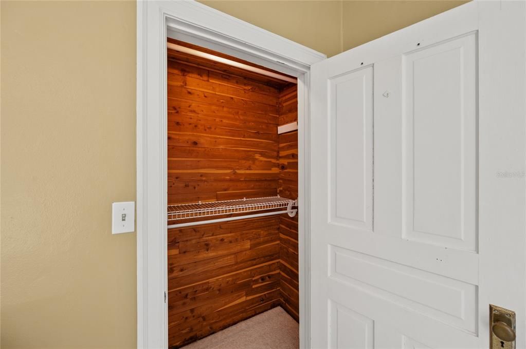 ...cedar lined built in closet & full length mirror on the back of the door.