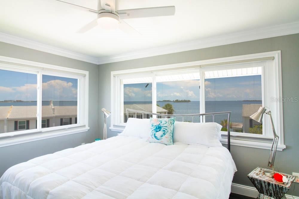 Primary bedroom on 3rd floor with gorgeous waterviews