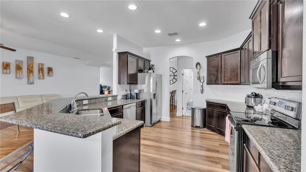 Beautiful Kitchen with plenty of cabinets and space for storage.