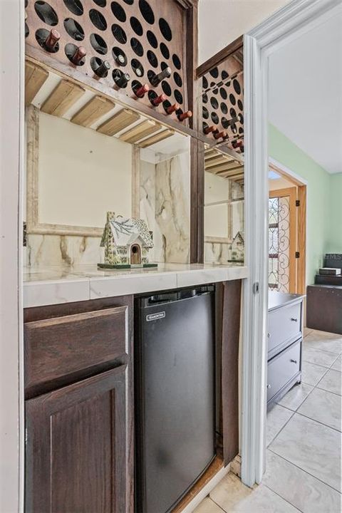 Dry bar off of bedroom and powder room