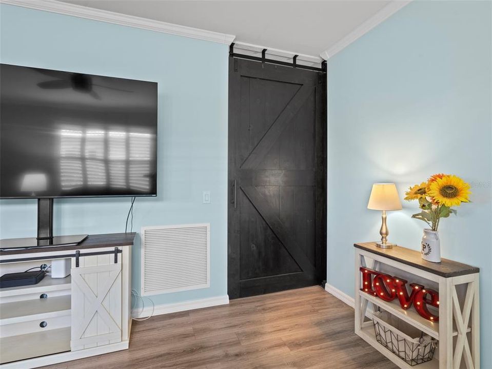 Barn Door creates a private guest suite