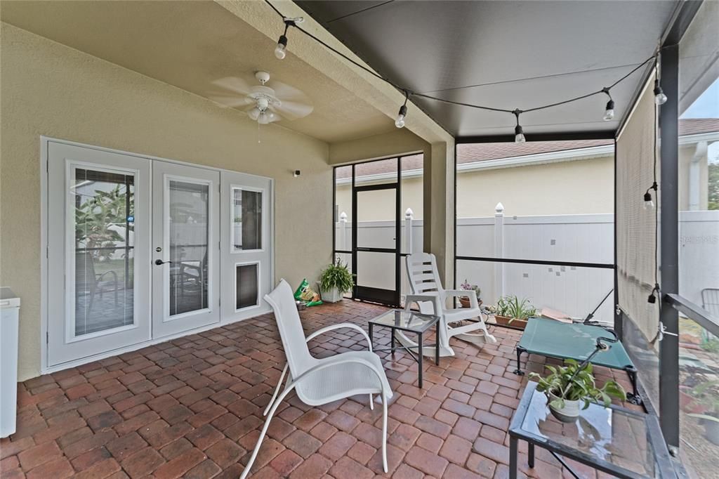 Screened-In Covered Patio with pavers